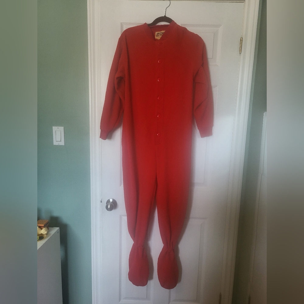 Women's Red Button-Up Pajama Onesie